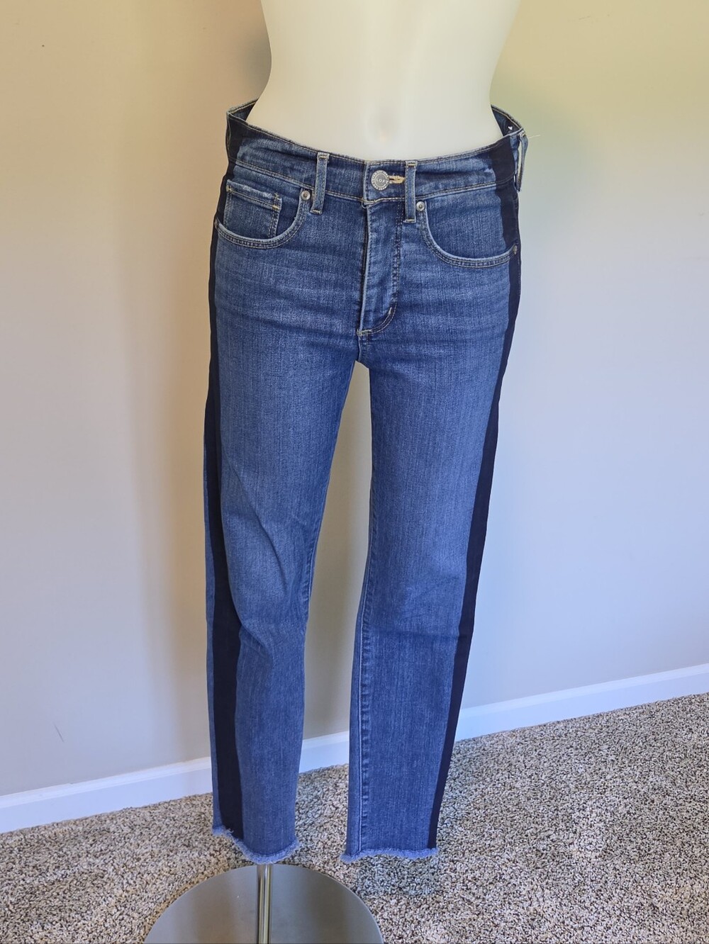 LOFT High Waist Skinny Side Stripe Denim